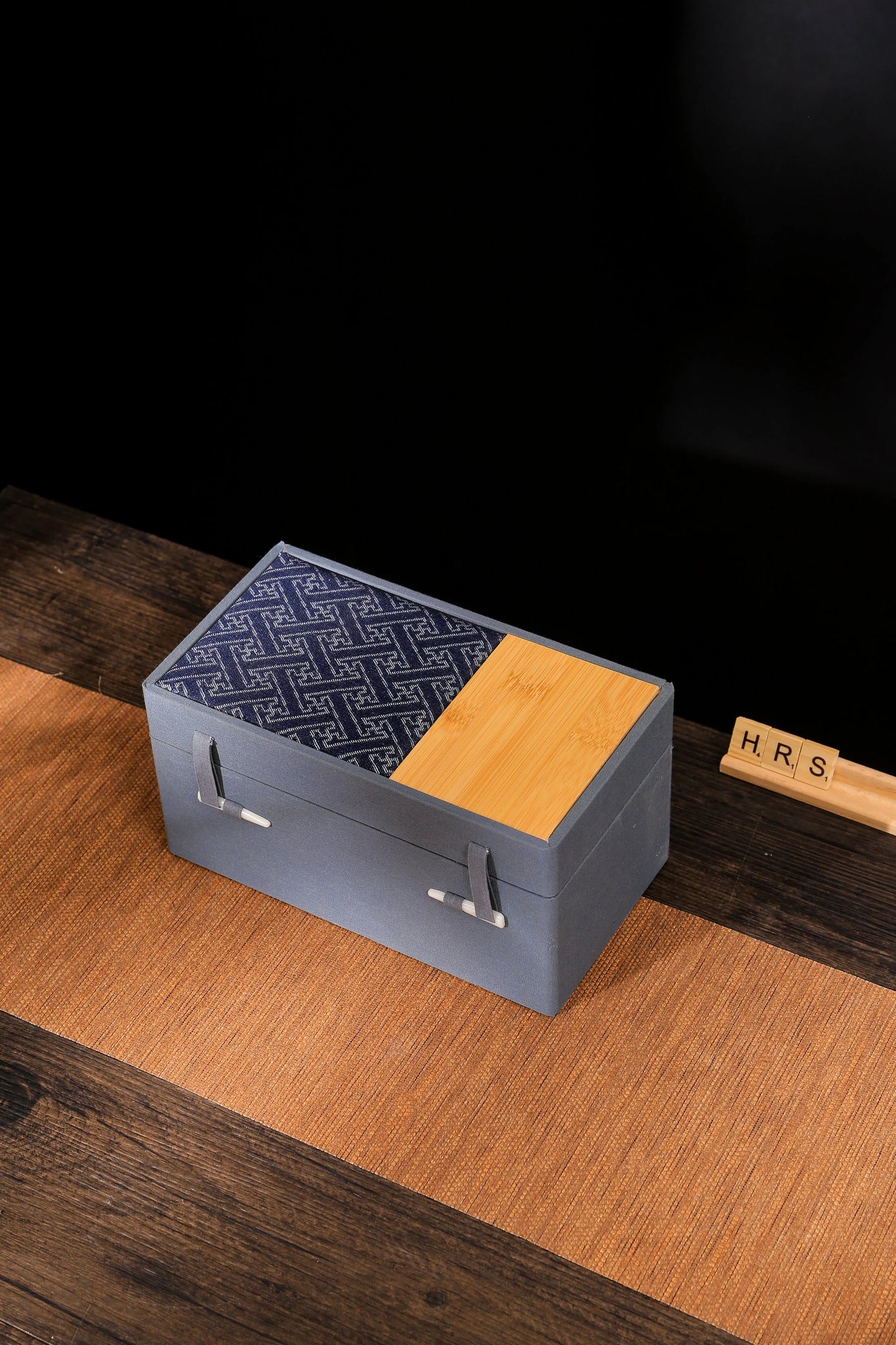 Elegant gift box with bamboo and fabric cover for Jian Zhan style ceramic tea cup and plate set – premium tea drinkware_from Home Relax Studio