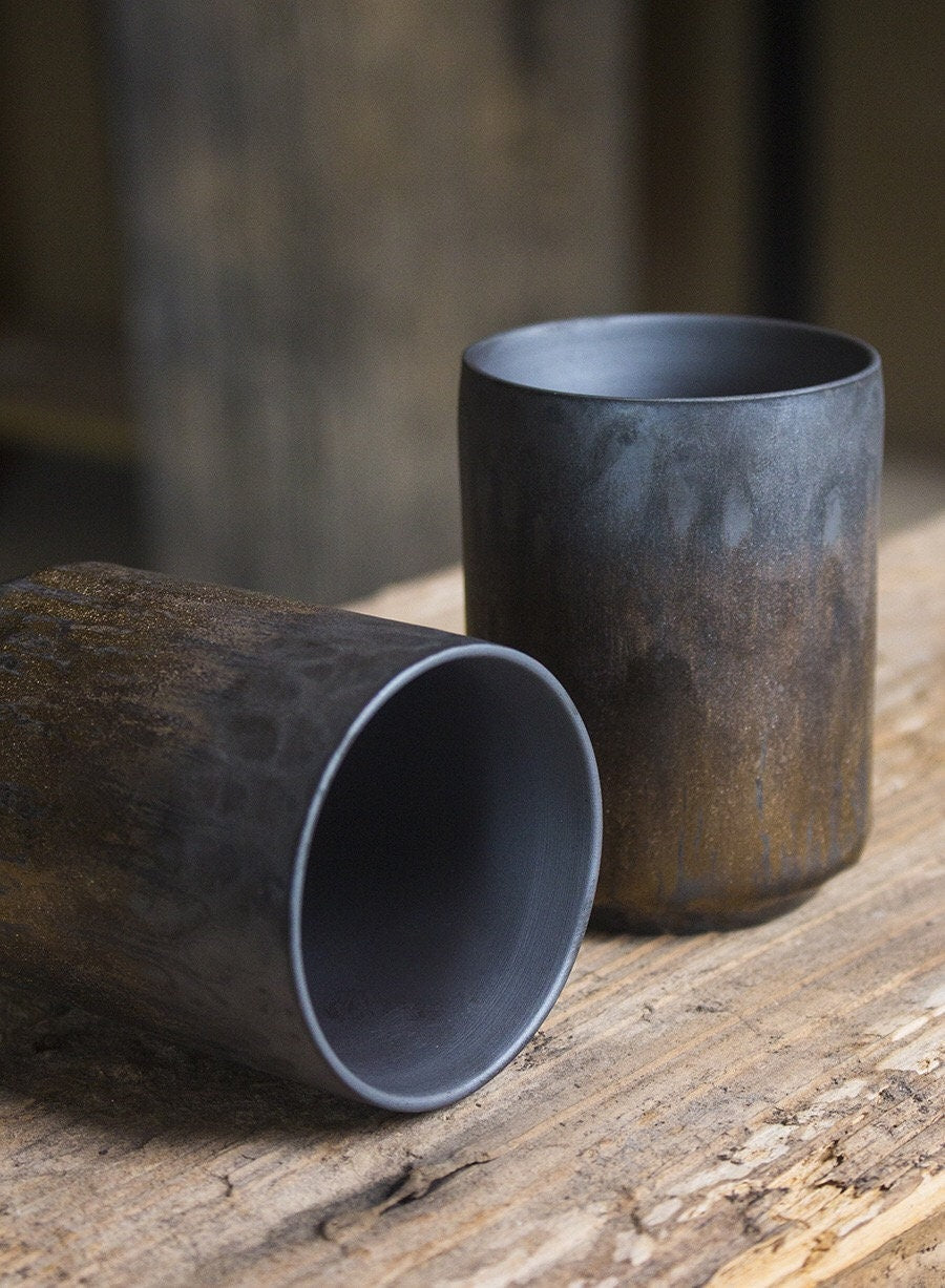 Home Relax Studio 1pc Elegant Can-Shaped Ceramic Drink Cup Tea Cup Coffee Cup Beverage Can with Wood Sleeve Cup Holder 7OZ 210ml